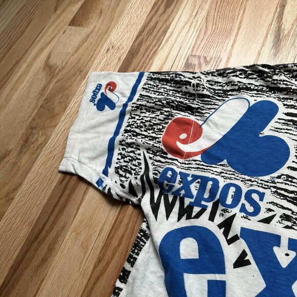 Men's Vintage 90's Magic Johnson T's Montreal Expos All Over Print T Shirt Tee M - Picture 4 of 6